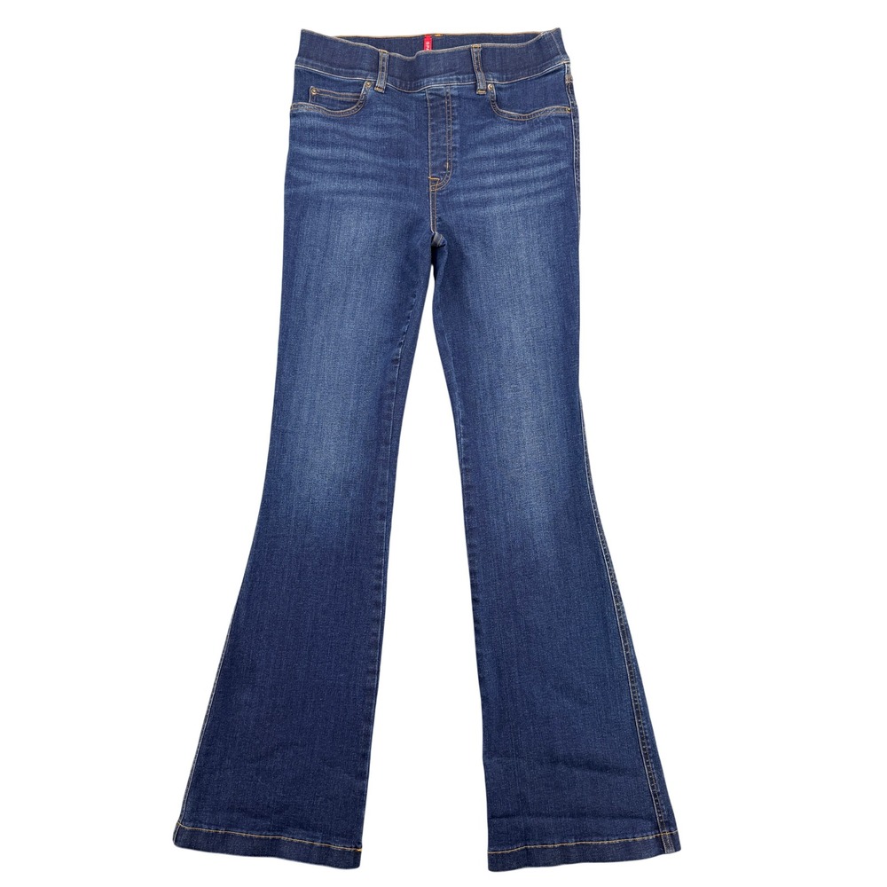 Spanx Clean Indigo Bootcut Trouser Jeans High Rise Pull On Blue Denim Sz Medium